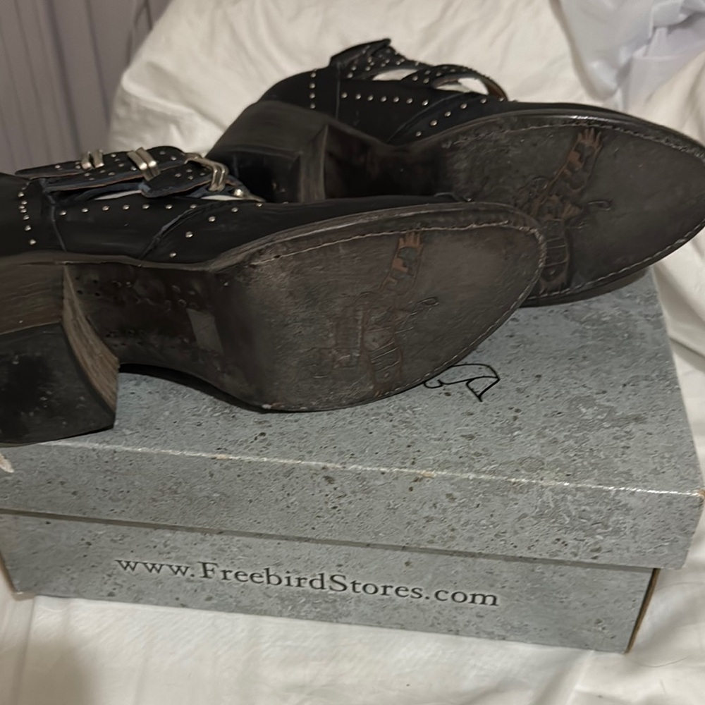 Black Studded Buckle Boots - Picture 4 of 5
